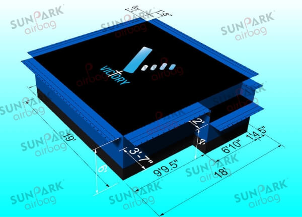 Design drawing of Case study 2 Gymnastics Airbag with Protruding Section for US Training Facility